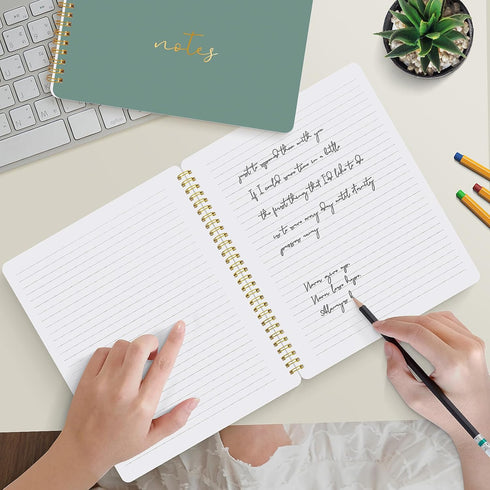 ABERLLS Spiral Notebook Journal For Women, Cute Dark Green 10.6" x 8.5" College Ruled Notebook with Lined Pages, Aesthetic Supplies to Stay Organi...