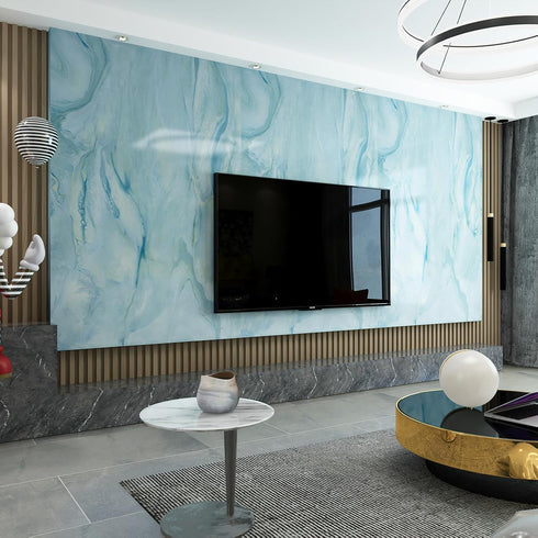 Blue Gold Marble Peel and Stick Contact Paper 16"×78.7" Granite Texture Wallpaper Self Stick Adhesive Removable Waterproof Furniture Decorative St...