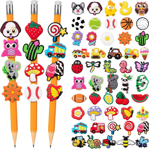 Pencil Clip Topper, 50 Pcs Different Pencil Topper Decoration, Cute Pencil Charms for Kids Students School Gifts Classroom Rewards...