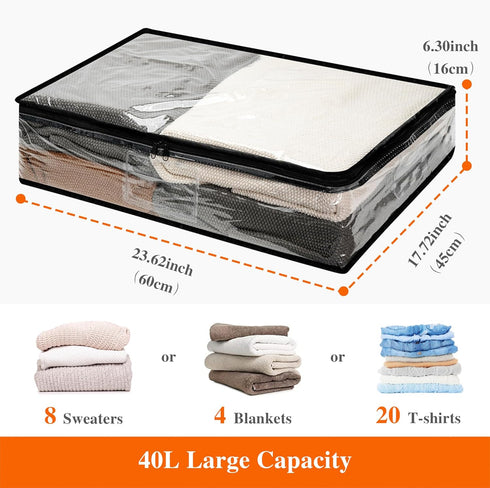 Vieshful 2 Pack Underbed Storage Bags, 40L Foldable Clothes Organizers Storage Containers, Zippered Closet Organization and Storage Bins for Comfo...