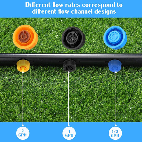 50 Pcs Drip Irrigation Emitters 1/4 Inch 1 GPH Water Tubing Irrigation Tubing Pressure Compensating Dripper Emitters System Drip Tip Constant Flow...