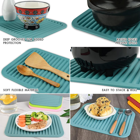 Smithcraft Silicone Trivets Mats for Hot Dishes and Hot Pots, Hot Pads for Countertops, Tables, Pot Holders, Spoon Rest Small Drying Mats Set of 2...