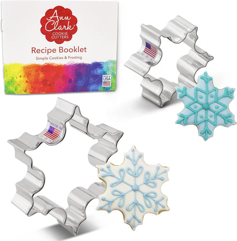 Christmas Snowflake Cookie Cutters 2-Pc Set Made in USA by Ann Clark, 2.5", 3.25"...