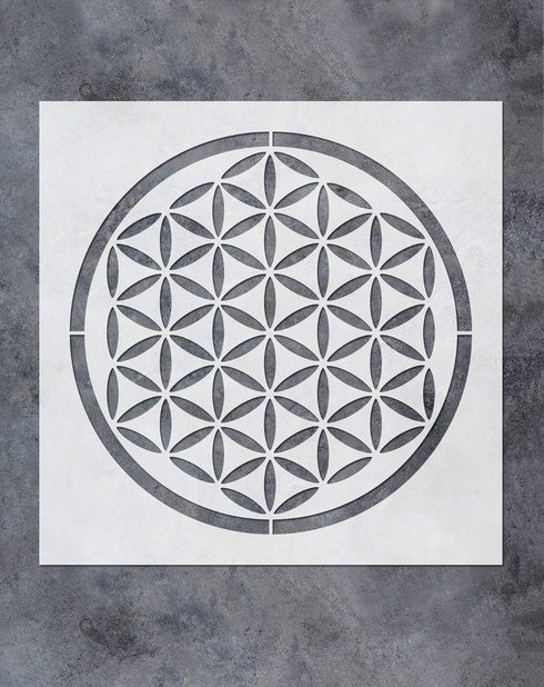 GSS Designs Flower of Life Stencil for Crystal Grid Art Painting (12x12 Inch) - Mandala Flower of Life Reusable Stencils - Laser Cut Painting Sten...