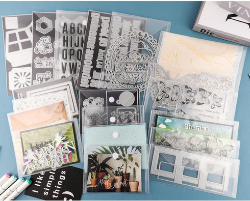 30Pcs 6.4x6.4'' Stamp and Die Storage Pockets Resealable Clear Plastic Seal Bags Storage Case for Cutting Dies Stencil Album Stamp Crafts DIY Scra...