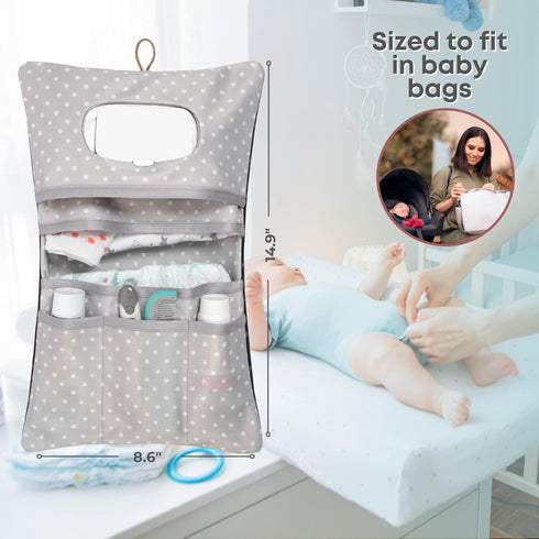 HAMUR Baby Bag Organizer, Portable Stroller Mini Diaper Bag Pouches Travel Gear, Foldable Newborn Baby Essentials Carriage Bag for Boys & Girls (A...
