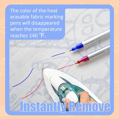 Heat Erasable Fabric Marking Pens Set | 11Pcs 3 Colors | Increase Ink Capacity & Writes Smooth | Sewing Quilting Supplies, Sewing Gifts...