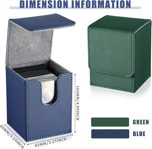 Weewooday 2 Boxes Leather Deck Card Boxes Large Size Fit 100 Plus Sleeved Cards Deck Game Box for Collectible Cards Deck Playing Card Box Compatib...