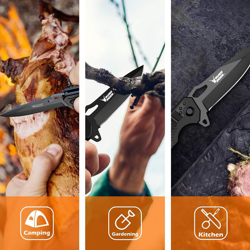 Rush Deer Pocket Knife, Folding Knife with Clip, Glass Breaker, Seatbelt Cutter. EDC Knife Utility Knife for Hiking Camping Fishing Work Outdoor E...