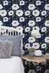 HAOKHOME 93245-3 Peel and Stick Floral Wallpaper Home Decor Removable Navy/White/Blue Vinyl Self Adhesive Mural 17.7in x 9.8ft...