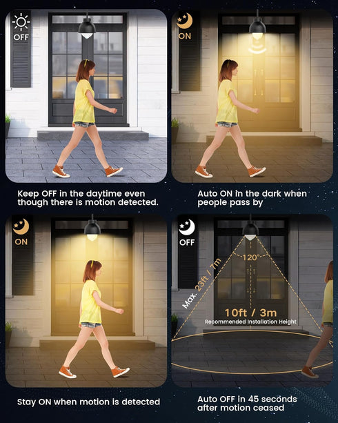 Motion Sensor Light Bulbs, 13W(100W Equivalent) 1100lm Motion Activated Auto Dusk to Dawn LED Bulb, A19 E26 2700K Soft White Outdoor/Indoor Lighti...