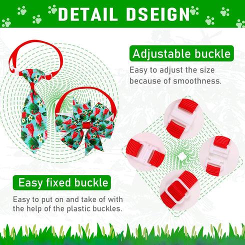 32pcs Summer Dog Collar Bow Ties, Bulk Adjustable 16pcs Small Dog Bow Ties and 16pcs Dog Neck Ties, Hawaii Fruit Dog Collar Bowties for Small Medi...