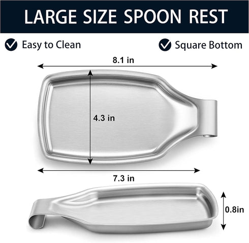 Stainless Steel Spoon Rest for Kitchen Stove Top, Herogo Large Cooking Utensil Spatula Ladle Holder with Square Bottom, Kitchen Accessories for Ki...