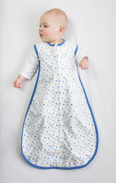 Amazing Baby Microfleece Sleeping Sack, Wearable Blanket with 2-Way Zipper, Use After Swaddle Transition, Playful Dots, Blue, Small 0-6 Month...