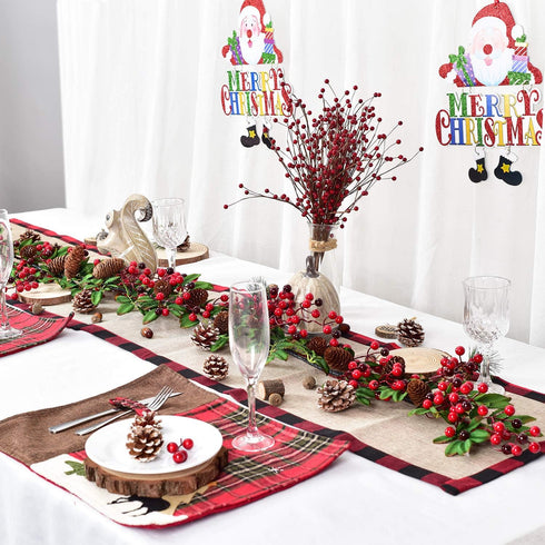 DearHouse 6FT Red Berry Christmas Garland with Pine Cone Garland Artificail Garland Indoor Outdoor Garden Gate Home Decoration for Holiday Winter ...