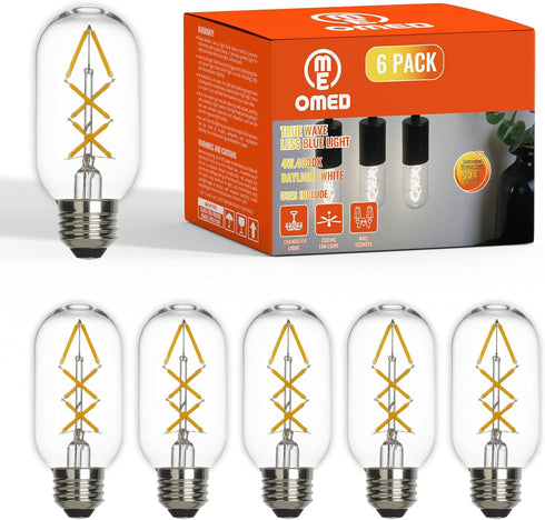Fishbone LED Filament Vintage Edison Light Bulbs, T45/T14 E26 4W Antique Tubular Edison Bulbs 40 Watt Equal, 400LM 4000K Daylight White Spiral Ret...
