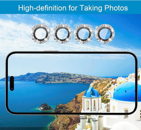 [3+1 Compatible with iPhone 11, 11 mini, 11 Pro, 11 Pro Max Camera Lens Protector Glitter Bling, Tempered Glass Clear Camera Cover Screen Protecto...