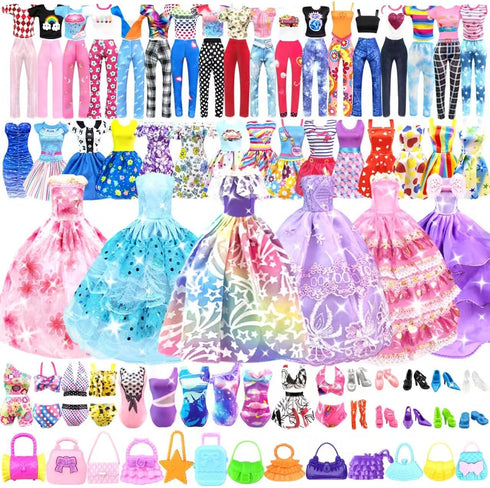 Doll Clothes and Accessories for 11.5 Inch Doll Dress Up Set with 1 Wedding Gown Dress 2 Fashion Dresses 4 Mini Dresses 2 Tops and Pants Outfits 2...