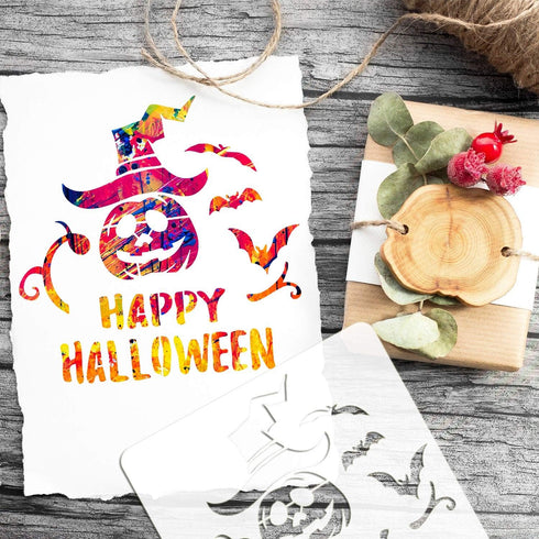 12 Pieces Halloween Stencils Reusable Plastic Halloween Theme Drawing Stencils for Painting on Wood Walls Fabrics Window, 7.9 Inches...