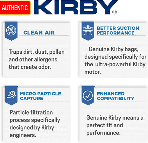 Kirby Micron Magic HEPA Filter Bags 2-Pack | Part #205811 | Universal Fit for F-Style & Twist-Style Models...