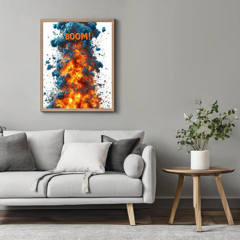 Posterizer 1 pcs-A comic book style explosion with the word BOOM -2-Art in Pop Style Gift for Superhero, Comic Book Fans Decor for Game Room or Ma...