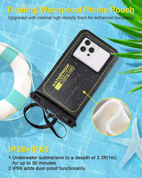 IP68 Waterproof Phone Pouch Floating: 2024 Cruise Ship Essentials Travel Must Haves Dry Bag for Vacation Beach Kayak Boat Accessories, Water proof...