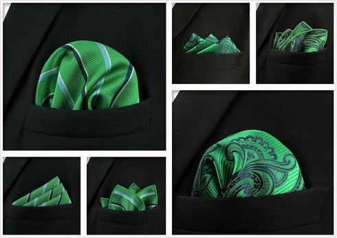 SHLAX&WING 5 Pieces Assorted Mens Silk Pocket Square Handkerchiefs Set Lot 89...