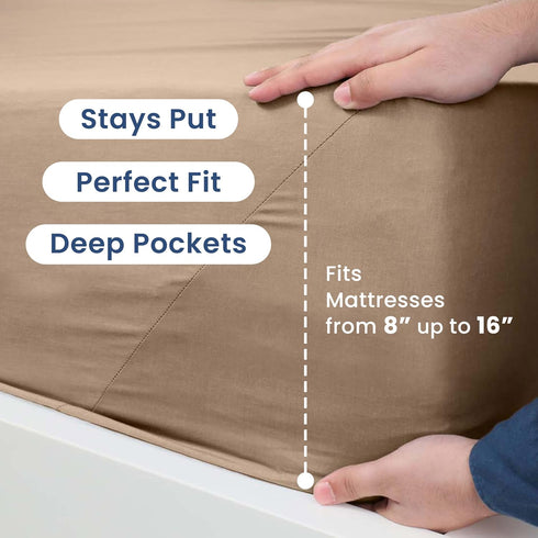3 Piece Twin Sheets Set | Twin Bed Sheets Set – Light Weight, Soft Breathable Sheets | Brushed Cotton Rich Blend | Secure-Fit, Wrinkle Resistant, ...