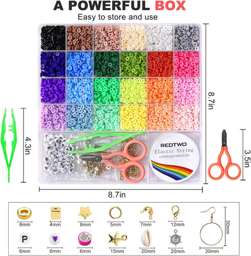 Redtwo Clay Beads Bracelet Making Kit for Beginner, Friendship Preppy Flat Polymer Heishi Beads Jewelry Kits with Charms, Gifts for Teen Girls Toy...