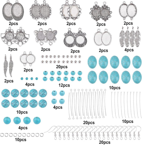 SUNNYCLUE 1 Box DIY 10 Pairs Turquoise Bead Earrings Making Kit Alloy Enamel Leaf Pendants Charms with Turquoise Beads Eye Pin & Earring Hooks for...