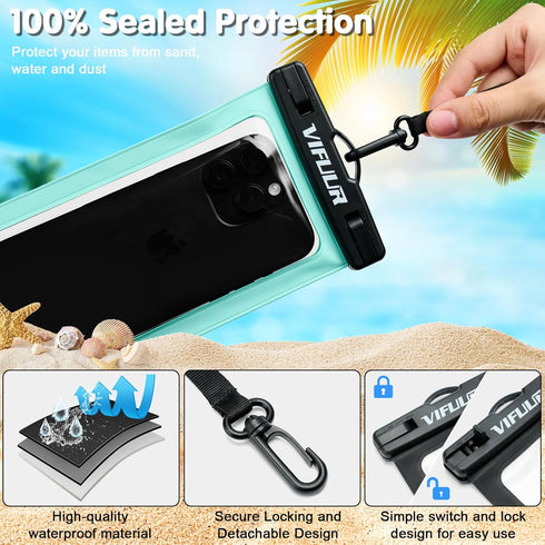 VIFUUR IPX8 Waterproof Phone Pouch Universal Cellphone Dry Bag Case Compatible for iPhone 15 14 13 12 Pro Max XS Plus Samsung Galaxy Phone Protect...