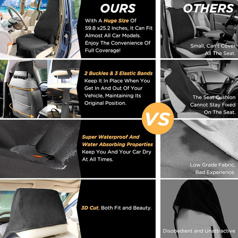 Waterproof Seat Cover Towel, Premium Sweat Carseat Protector, Perfect for Universal Anti-Slip Car Truck SUV Seat, Great for Surfing Yoga Gym Worko...
