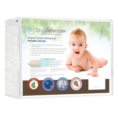Organic, Waterproof Natural Quilted Fitted Portable/Mini Crib Pad Cover...