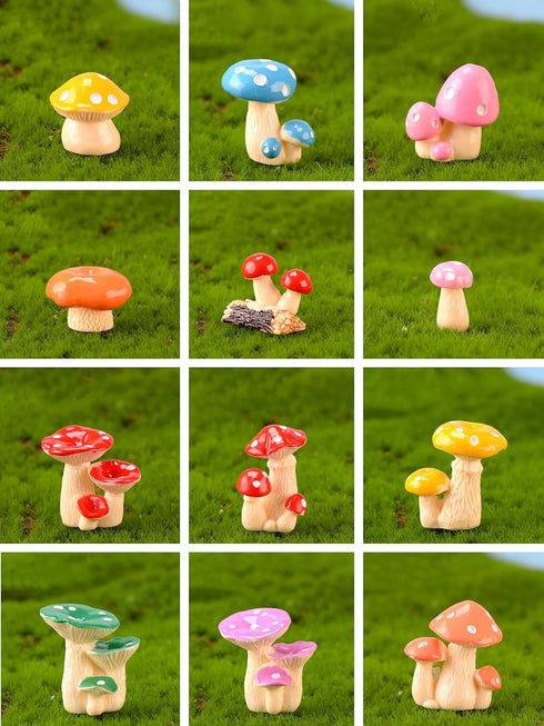 Fairy Garden Accessories Miniature Figurine Decoration for Mini Garden Micro Landscape Terrarium- 12 pcs Mushroom Mixed (12, Mushroom Mixed) (12, ...