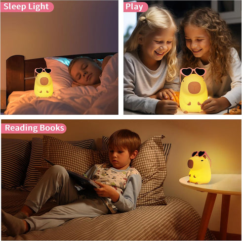 Attivolife Capybara Night Light, Summer Capybara Silicone Lamp for Girls, Nursery Touch Nightlight Portable with Dim, Funny Bathroom Table Decor B...