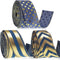1.5 Inch Wedding Ribbon Wired Burlap Stripes Ribbon for Wreath Stripes Dots for Christmas Anniversary Bachelor Party Decor Craft, 3 Rolls (Blue an...