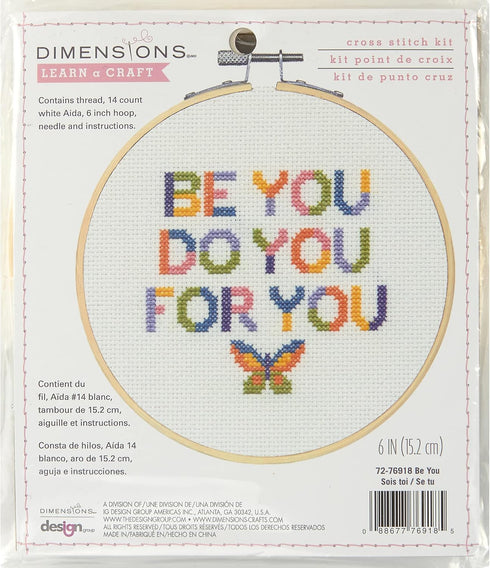 Dimensions 72-76918 Be You Counted Cross Stitch Kit for Beginners, 6" D, 14 Cnt. White Aida, 5pcs...