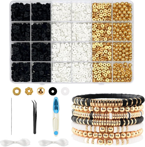 SEMATA Friendship Bracelet Making Kit for Girls Clay Beads, White Clay - Gold Beads for Bracelets Making & Jewelry Making...