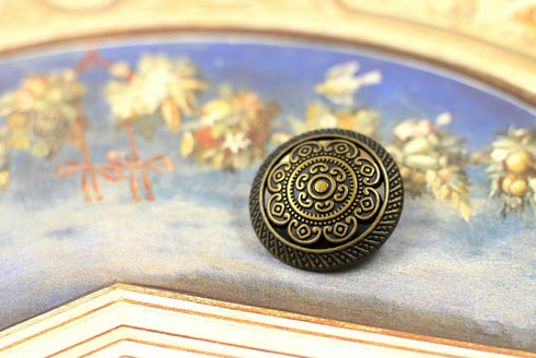 Bezelry 12 Pieces Lacework Pattern Metal Shank Buttons. 22mm (7/8 inch) (Antique Brass)...