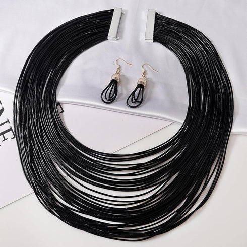Women Multi Layer Choker Necklace Chunky Wax Line Bib Necklace Statement Jewelry Pendent Handmade Presents...