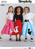 Simplicity 8774 Girl's 1950's Vintage Rockabilly Poodle Skirt Sewing Pattern, Sizes 7-14...