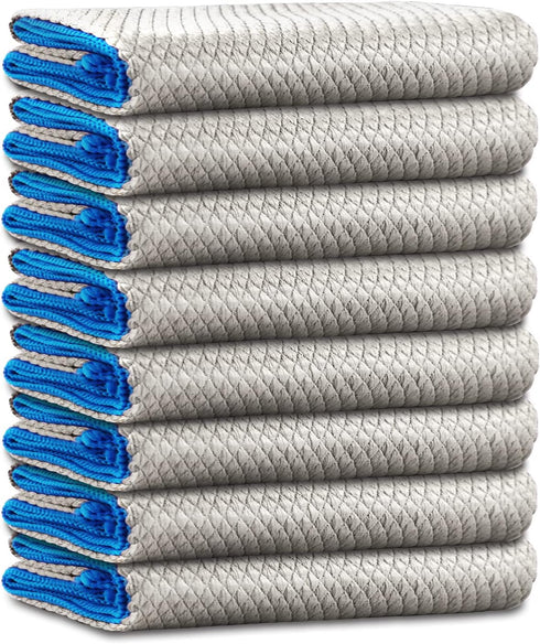 Easy Clean Dish Cloths Streak Free Miracle Microfiber Cleaning Cloths for Kitchen Counter Window Mirror Glass Lint Free Polishing Rag Reusable, 12...
