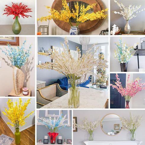 BOMAROLAN Artificial Orchid Silk Fake Flowers Faux Dancing Lady Orchids Stems Flower 10 Pcs Real Touch for Wedding Home Office Party Hotel Yard De...