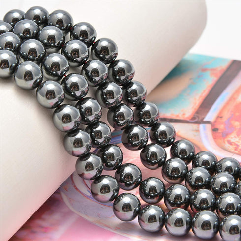 NCB 200pcs 4mm Black Hematite Loose Beads for Jewelry Making, Natural Semi Precious Beads Round Smooth Gemstones Spacer Beads Charms for Necklaces...