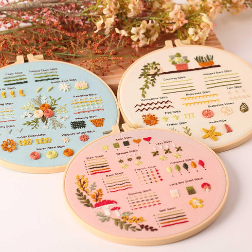 Harimau 4P Beginner Embroidery Kit,Natural Landscape Pattern,Cross Stitch Kits, Including Stamped Embroidery Cloth with 2 Embroidery Hoops, Multic...