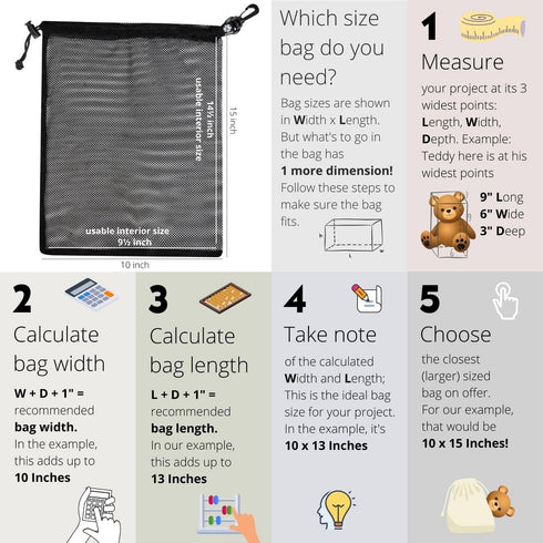 PALTERWEAR Mesh Drawstring Bag With Clip and Toggle Closure - For Water Sports, Hiking, Clamming - Multi-Use Set of 4 (Black, 10 x 15 inch)...