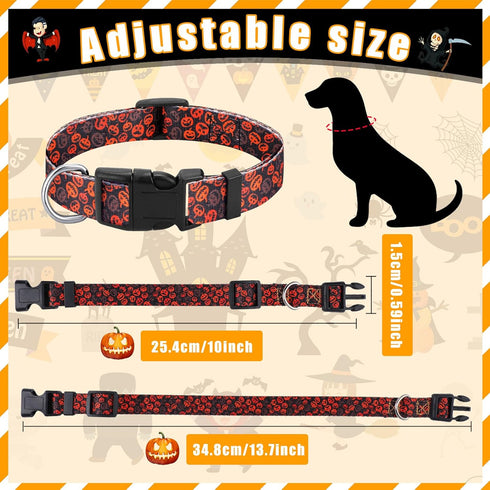 Buryeah 9 Pcs Holiday Dog Collars for Dogs Fall Autumn Dog Collars Adjustable Halloween Dog Collars with Plastic Buckle Thanksgiving Christmas Dog...