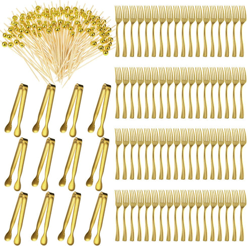 Mini Forks Cocktail Toothpicks Serving Tongs Dinnerware Set for Wedding Party, Include Tongs, Disposable Appetizer Forks, Cocktail Toothpicks for ...