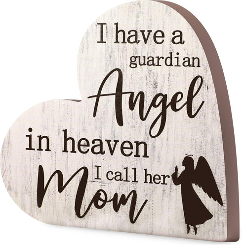 Jetec Bereavement Gift Sympathy Memorial Decor Wooden Heart Shaped Sign Memorial Sign for Loss of Mother Grief Funeral Sorry for Loss Loving Mom...