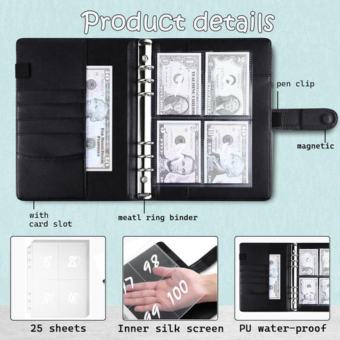100 Envelope Challenge Binder, 25 Sheets Silkscreen Numbers to 100, Not Stickers, Reusable Tracker, Easy and Fun 100 Envelopes Money Saving Challe...